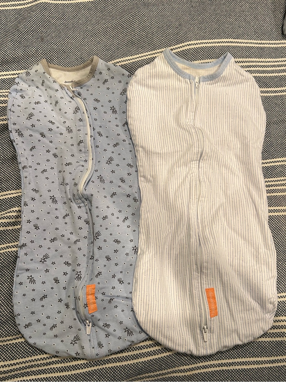 SwaddleMe Light Blue Star & White Striped Sleep Sacks (Blue, White)